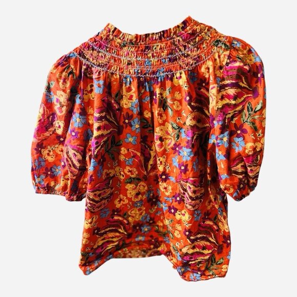 RACHEL Rachel Roy Women’s Pull Over Blouse Red Orange Floral Print Medium - Picture 3 of 8